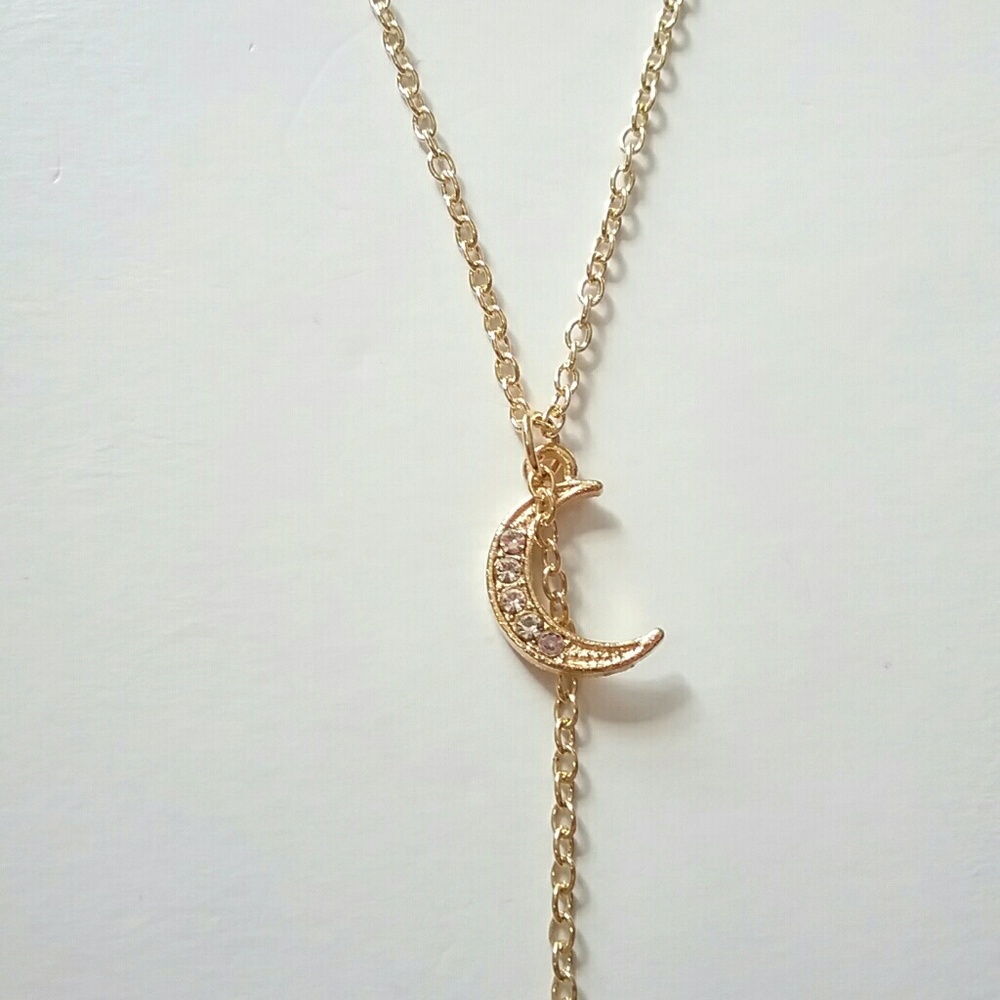 Gold Moon & Star Dangle Necklace - Picture 3 of 8
